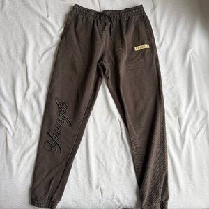 YoungLA Embroidered Sweatpants Mens Size XL Gray Joggers Athletic Gym Elastic